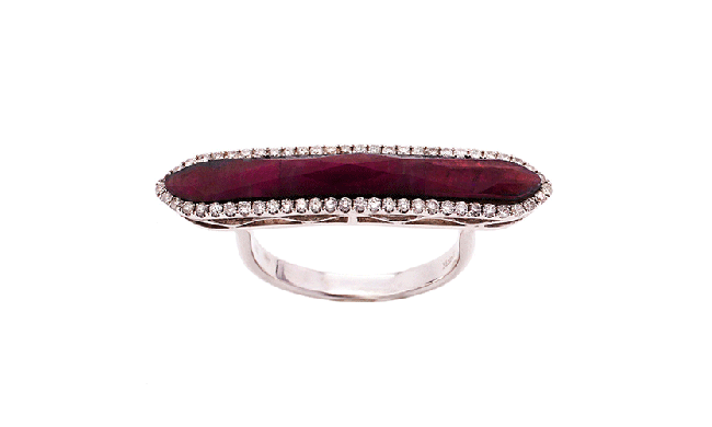 Meira T 14k White Gold Ruby and Diamond Bar Ring