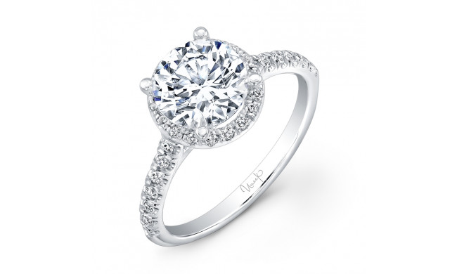 Uneek Contemporary Round Diamond Halo Engagement Ring with U-Pave Upper Shank - USM08RD-6.5RD