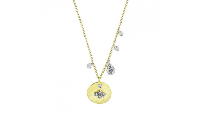 Meira T 14k Yellow Gold Textured Charm Necklace