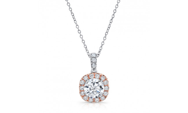 Uneek Round Diamond Pendant with Dainty Cushion-Shaped Halo - LVN898WR-5.0RD