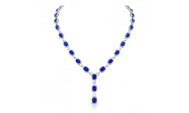 Uneek Cushion-Cut Blue Sapphire Y Necklace - LVN529CUBS