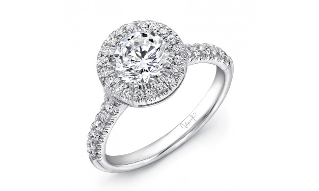 Uneek Classic Round Diamond Halo Engagement Ring with U-Pave Upper Shank - USM04RD-6.5RD