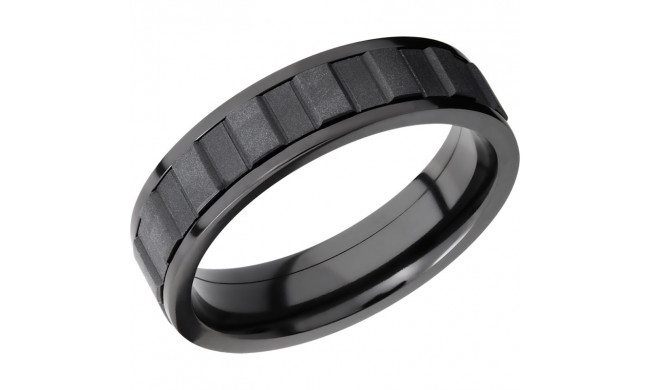 Lashbrook Black Zirconium 6mm Men's Wedding Band - ZPF6F_GEARSPINNERALLBLK+BEAD_POLISH