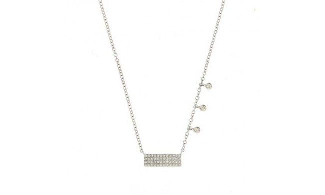 Meira T 14k White Gold Pave Diamond Bar Necklace