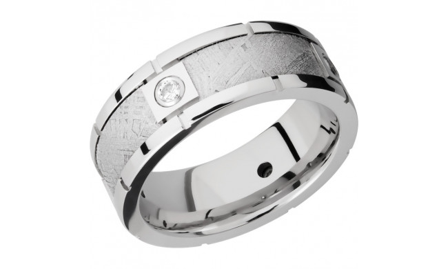 Lashbrook Cobalt Chrome Meteorite Diamond 8mm Men's Wedding Band - CC8B4SEG_METEORITEDIA4X.07B+POLISH