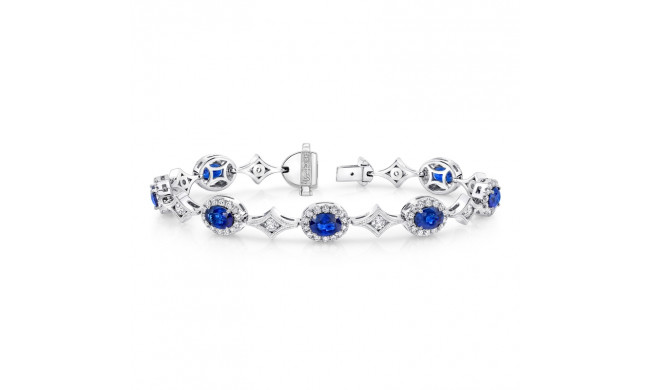Uneek Oval Sapphire Bracelet with Channel-Set Diamonds in Elegant Rhomboid Links - LBR193OV