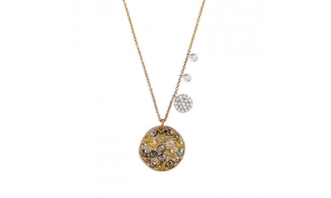 Meira T 14k Rose Gold Rough Diamond Wave Disc Necklace
