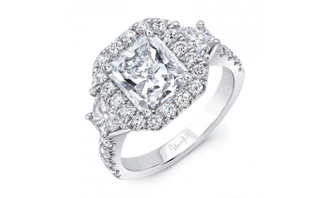 Uneek Contemporary Three-Stone Engagement Ring with Radiant-Cut Diamond Center - LVS1008RAD