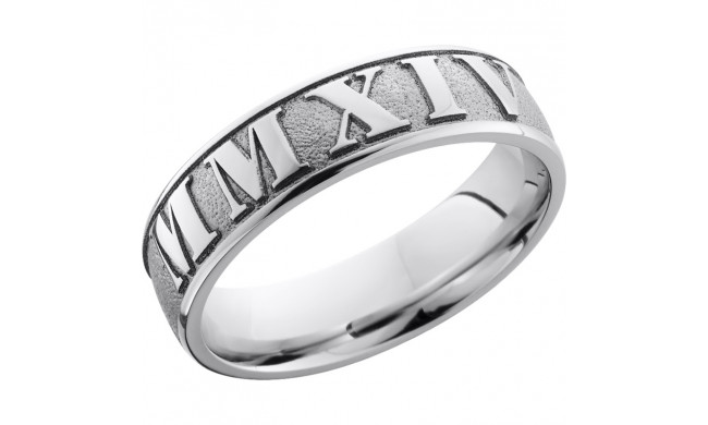 Lashbrook Cobalt Chrome 6mm Men's Wedding Band - CC6D_LCVROMANNUMERAL2+SAND_POLISH