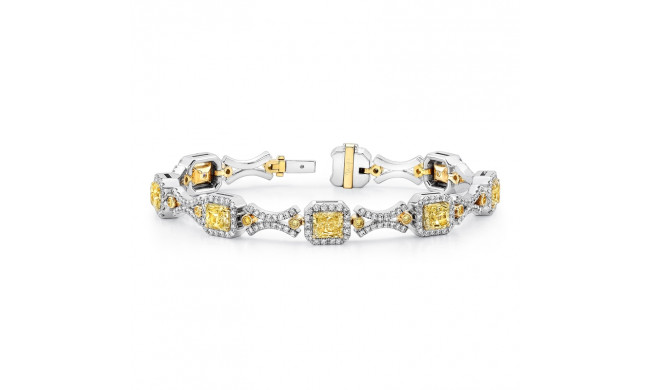 Uneek Contemporary Fancy Yellow Diamond Two-Tone Bracelet with Geometric Motif - LBR170
