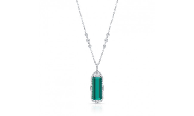 Uneek Emerald Cut Green Tourmaline Diamond Pendant - LVN938GT