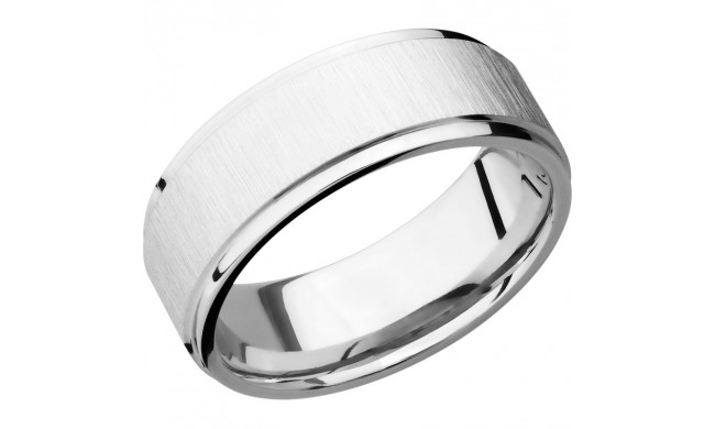 Lashbrook 14k White Gold 8mm Men's Wedding Band - 14KW8FGE+CROSS+SATIN_POLISH