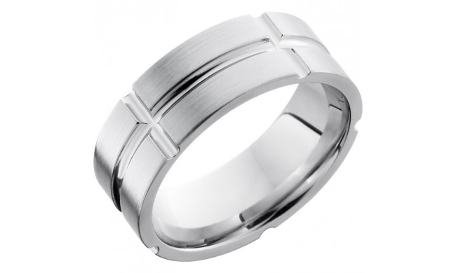 Lashbrook Cobalt Chrome 8mm Men's Wedding Band - CC8F11V5SEG+POLISH_SATIN