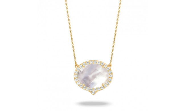 Doves White Orchid 18k Yellow Gold Gemstone Necklace - N6232WMP