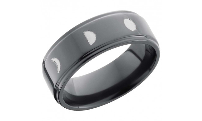 Lashbrook Black Zirconium 8mm Men's Wedding Band - Z8FGE_MOONPHASE+POLISH