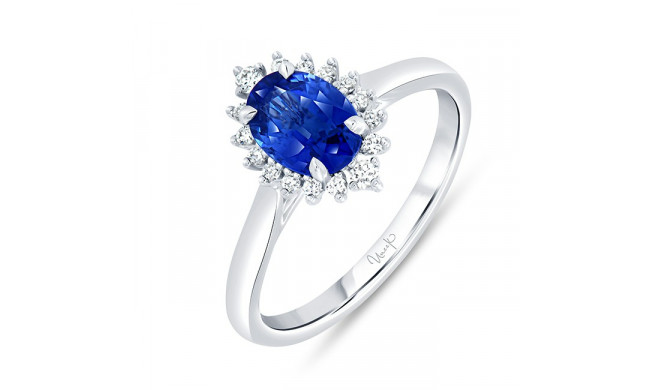 Uneek Blue Sapphire Halo Diamond Engagement Ring - R2003BSU-100