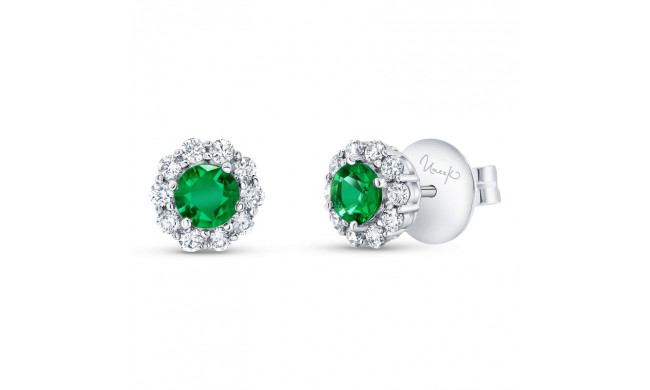 Uneek Round Emerald Diamond Earrings - LVE2077ERI