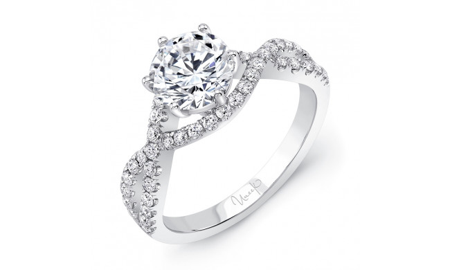 Uneek Round Diamond Engagement Ring with Undulating Crisscross Upper Shank - SWS174