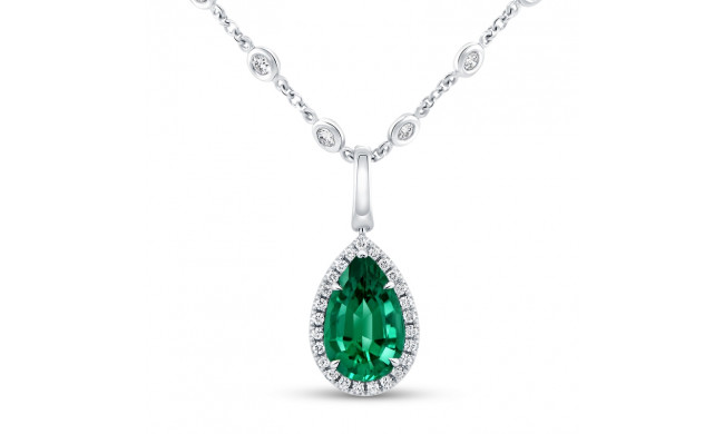 Uneek Pear Shaped Emerald Diamond Pendant - PN4004PSEMU