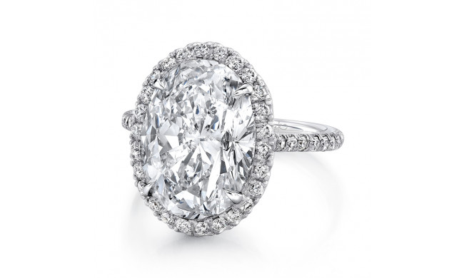Uneek 6-Carat Oval Diamond Halo Ring with Fleur-de-Lis Diamond Gallery - LVS704