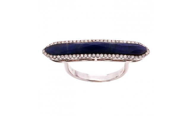 Meira T 14k White Gold Blue Sapphire White Gold Bar Ring