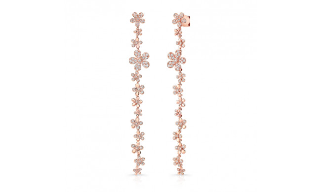 Uneek Cascade Collection Threader-Inspired Dangle Earrings with Floral Motif - LVED4062R