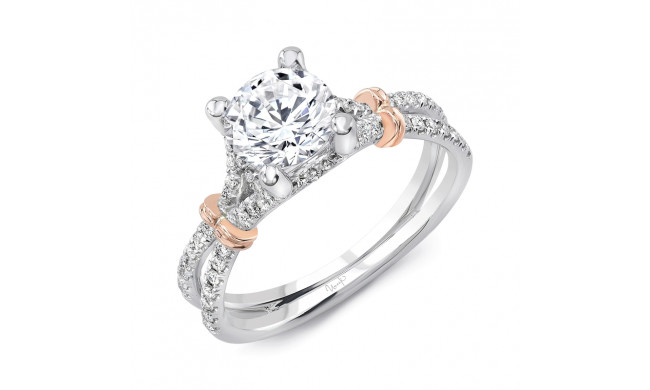 Uneek Round Diamond Engagement Ring with Pave Silhouette Double Shank and Shoulder Accents - LVS965BWR-6.5RD