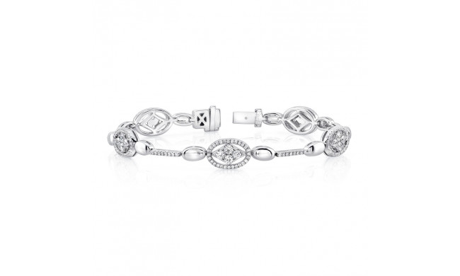 Uneek Bracelet with Navette Diamond Clusters and Oval Halo Details - LVBR06
