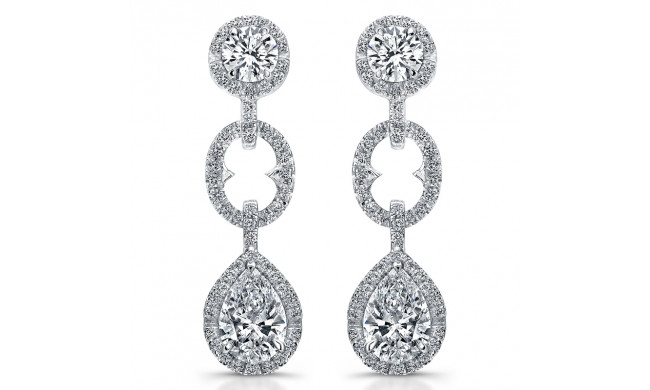 Uneek Round and Pear-Shaped Diamond Dangle Earrings with Halos - LVE260