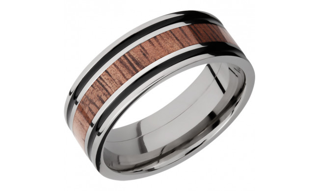 Lashbrook Titanium Hardwood 8mm Men's Wedding Band - HW8F1321_KOAA+POLISH