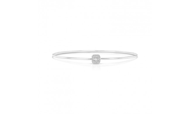 Uneek Linden Skinny Bangle with Emerald-Shaped Diamond Cluster and Halo Accent - LVBAWA8111W