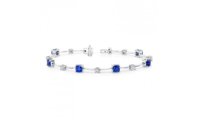 Uneek Cushion-Cut Sapphire Bracelet with Round Diamond Accents - LBR191CU