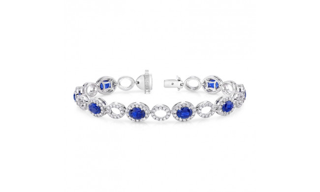 Uneek Oval Sapphire Bracelet with Diamond Halos - LBR189OV
