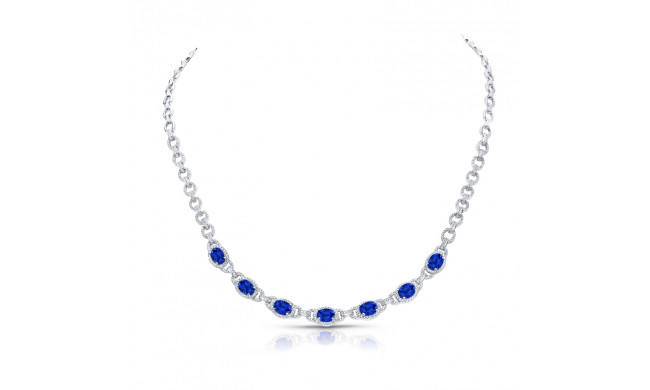 Uneek Blue Sapphire Diamond Necklace - LVN698OVBS