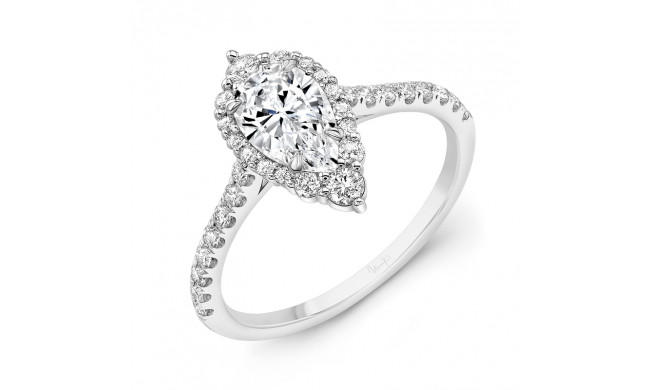 Uneek Petals Design Pear Shaped Diamond Engagement Ring with Pave Diamond Shank - SWS232DS-8X5PE