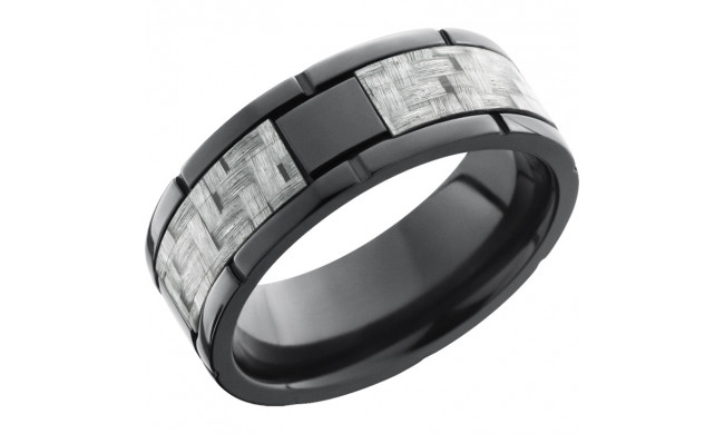 Lashbrook Black Zirconium 8mm Men's Wedding Band - ZC8F4SEG_SILVERCF+POLISH