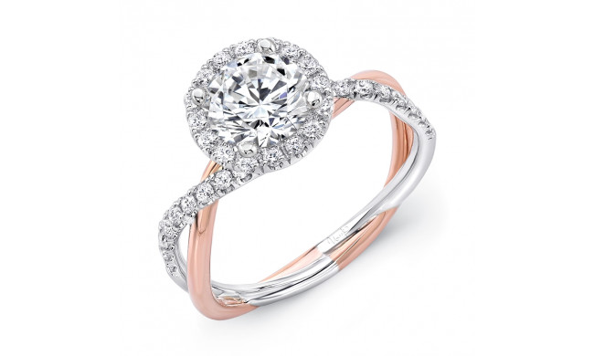 Uneek Round Diamond Halo Engagement Ring with Two-Tone Infinity-Style Crisscross Shank - SM817RDWR-6.5RD