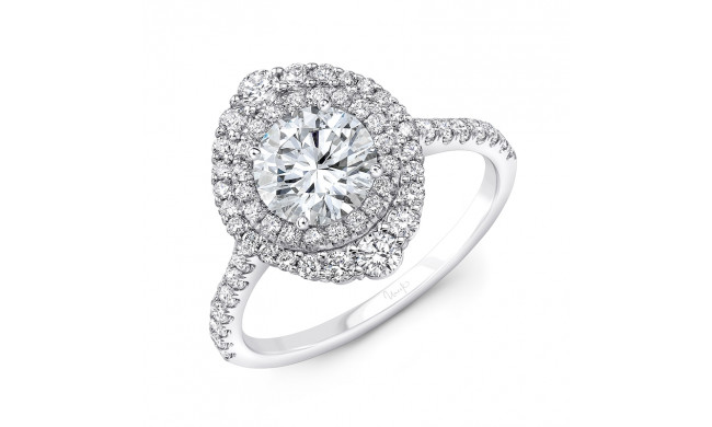 Uneek Petals Design Round Diamond Engagement Ring with Double Halo and Pave Diamond Shank - SWS232DHDS-6.5RD