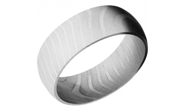 Lashbrook White Damascus Steel 8mm Men's Wedding Band - D8DTIGER+BEAD