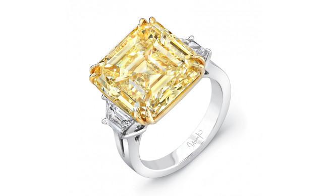 Uneek Asscher Fancy Yellow Diamond Engagement Ring - LVS947