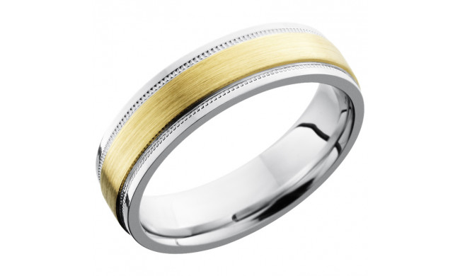 Lashbrook White & Yellow Cobalt Chrome 6mm Men's Wedding Band - CC6FGEW2UMIL13C_14KY+SATIN_POLISH