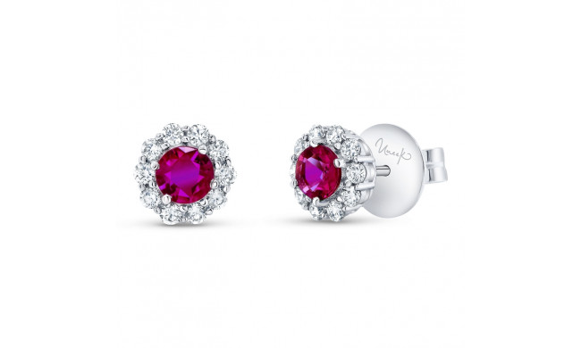 Uneek Round Ruby Diamond Earrings - LVE2077RRI