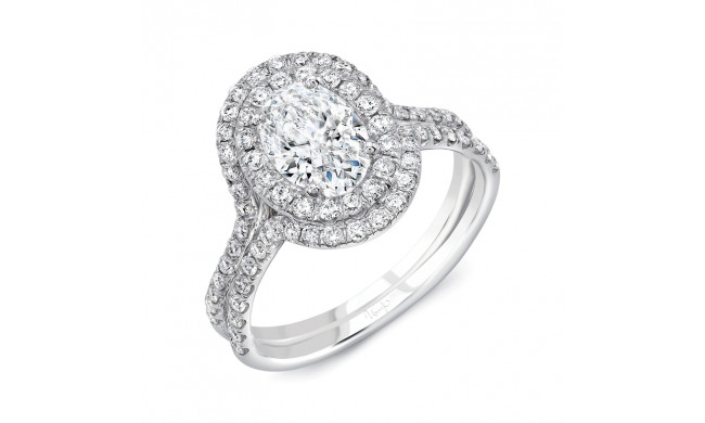 Uneek Oval Diamond Engagement Ring with Staggered Double Halo and Pave Double Shank - LVS995OV-7.5X5.5OV