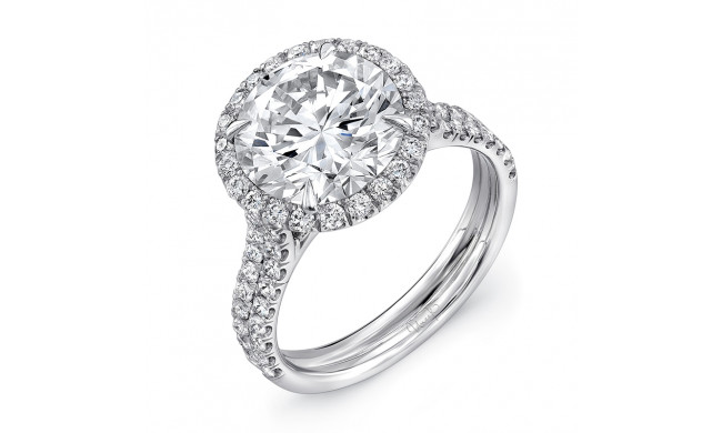 Uneek 3-Carat Round Diamond Engagement Ring with Pave Double Shank - LVS941