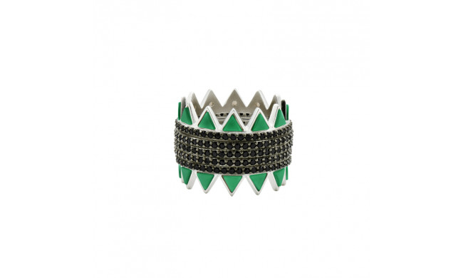 Freida Rothman Industrial Finish Pave Spike 5-Stack Ring - IFPKMR46-1-6
