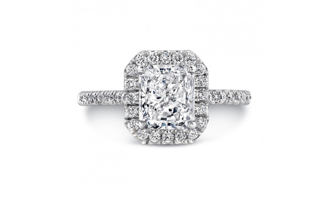 Uneek Classic Radiant-Cut Diamond Halo Pave Engagement Ring - LVS787RAD
