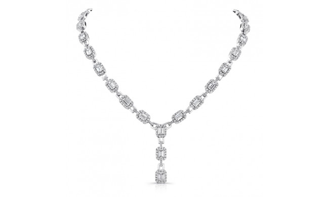 Uneek Emerald Cut Diamond Signature Lariat Necklace - LVN529