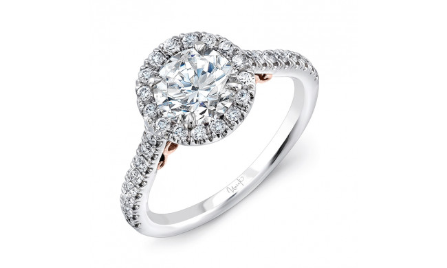 Uneek Fiorire Round Diamond Halo Engagement Ring with Pave Shank - A101RDWR-6.5RD