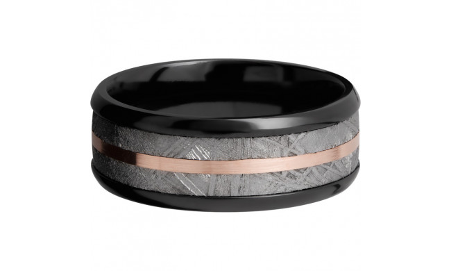 Lashbrook Black & Rose Zirconium Meteorite 8mm Men's Wedding Band - Z8B15(NS)_METEORITE11_14KR+SATIN_POLISH