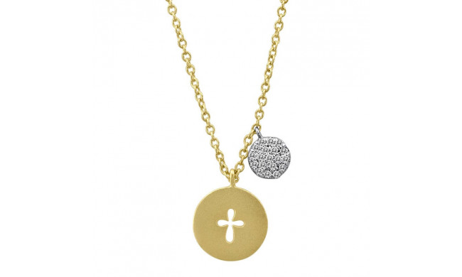 Meira T Yellow Gold Cross Disc Necklace